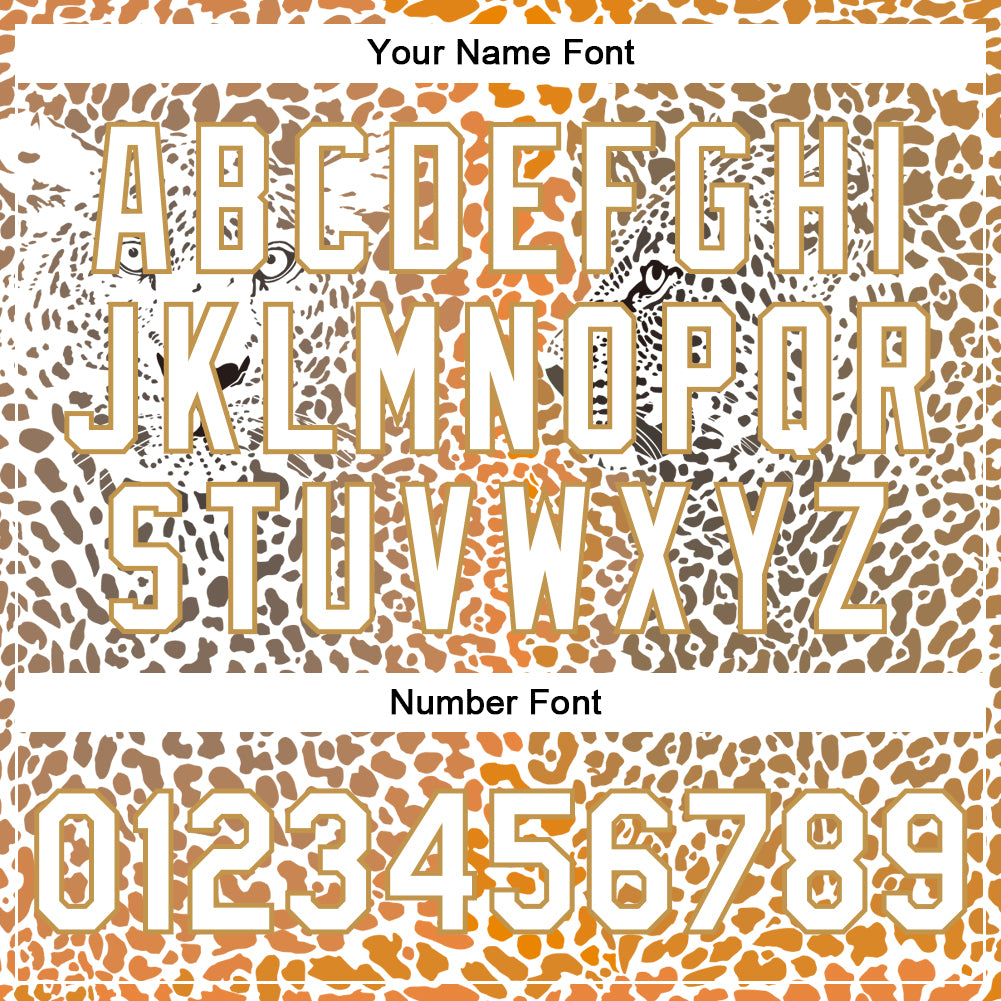 Custom Old Gold White-Black Leopard 3D Pattern Design Bomber Full-Snap Varsity Letterman Jacket