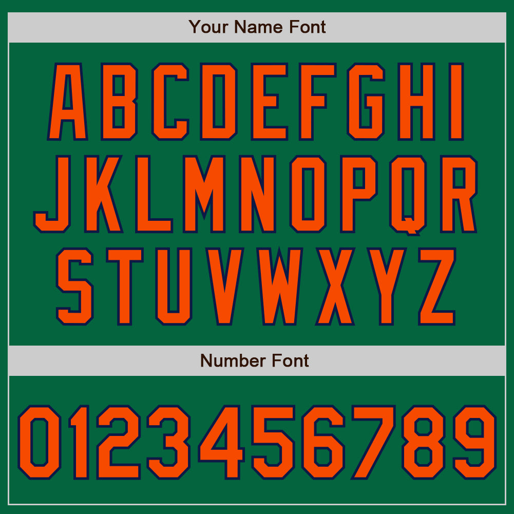 Custom Kelly Green Orange-Navy Bomber Full-Snap Varsity Letterman Jacket