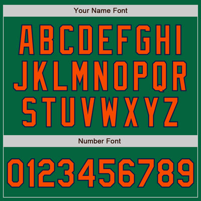 Custom Kelly Green Orange-Navy Bomber Full-Snap Varsity Letterman Jacket