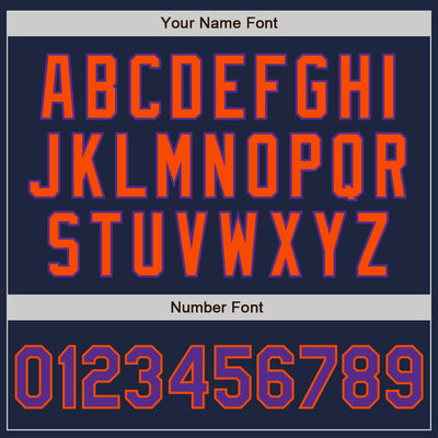 Custom Navy Purple-Orange Bomber Full-Snap Varsity Letterman Jacket