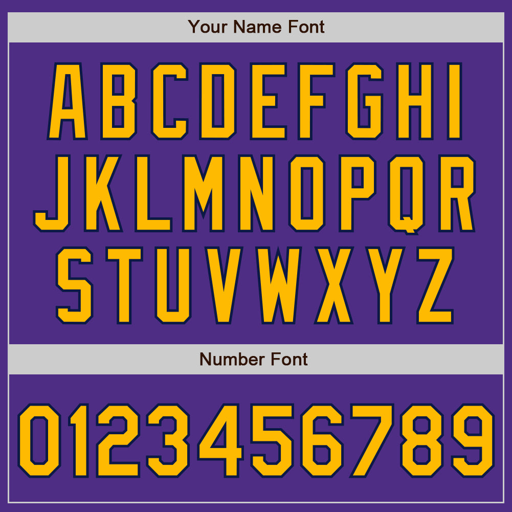 Custom Purple Gold-Navy Bomber Full-Snap Varsity Letterman Jacket