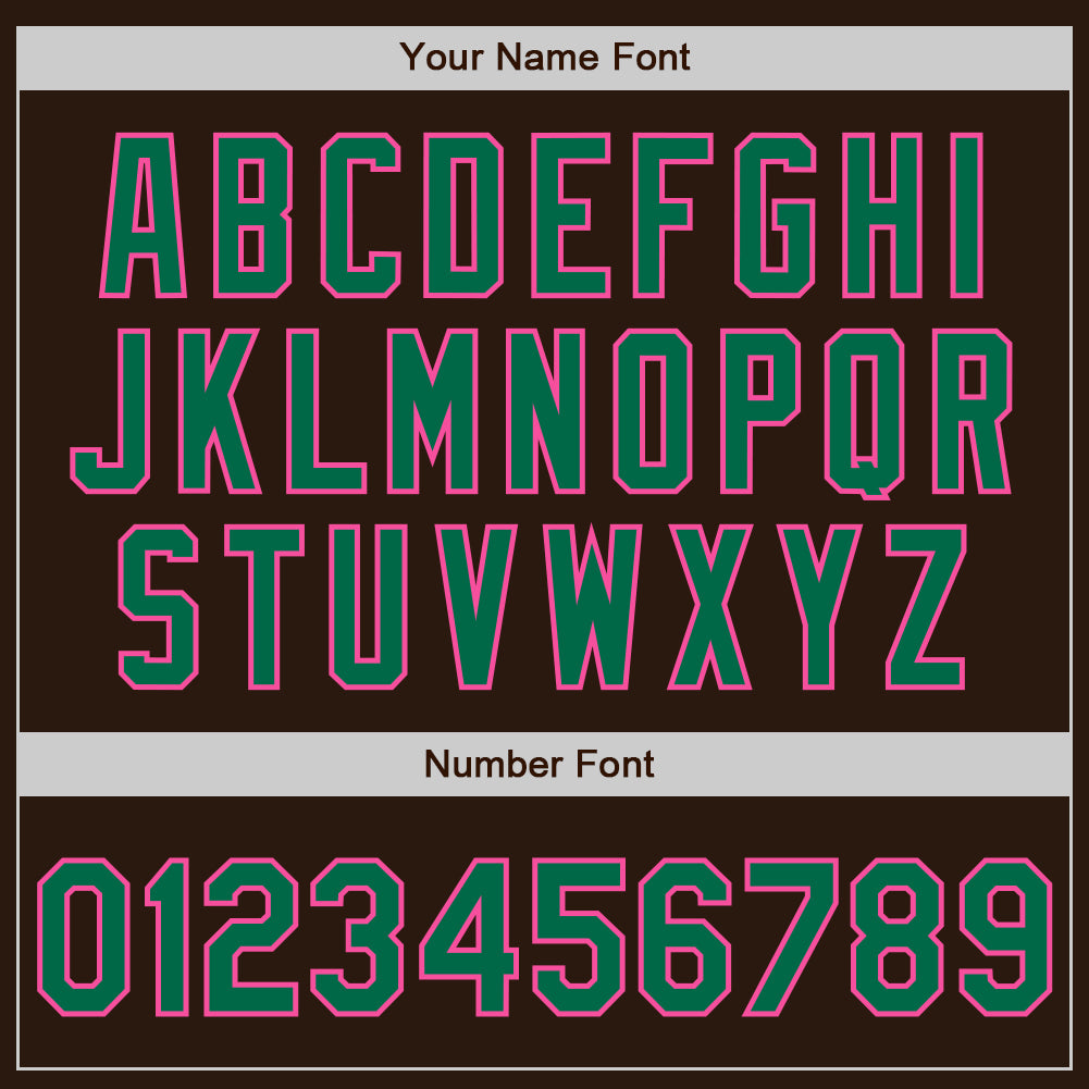 Custom Brown Kelly Green-Pink Bomber Full-Snap Varsity Letterman Jacket