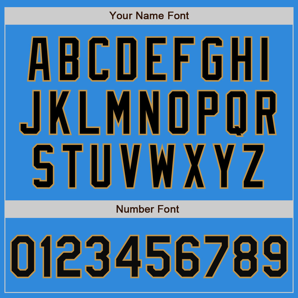 Custom Powder Blue Black-Old Gold Bomber Full-Snap Varsity Letterman Jacket