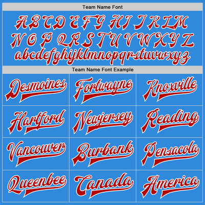 Custom Powder Blue Red-White Bomber Full-Snap Varsity Letterman Jacket