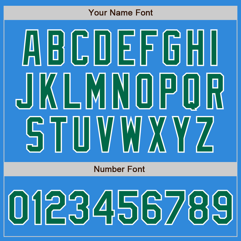 Custom Powder Blue Kelly Green-White Bomber Full-Snap Varsity Letterman Jacket