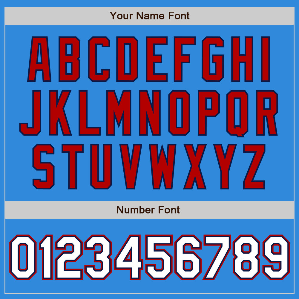 Custom Powder Blue White Navy-Red Bomber Full-Snap Varsity Letterman Jacket