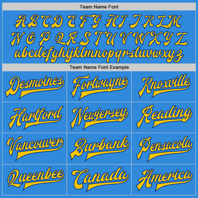 Custom Powder Blue Royal-Yellow Bomber Full-Snap Varsity Letterman Jacket