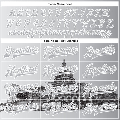 Custom Gray White-Black United States Capitol 3D Pattern Design Bomber Full-Snap Varsity Letterman Jacket