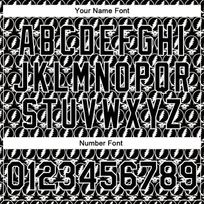 Custom Black White Lightning Skull Fashion 3D Bomber Full-Snap Varsity Letterman Jacket