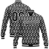 Custom Black White Lightning Skull Fashion 3D Bomber Full-Snap Varsity Letterman Jacket
