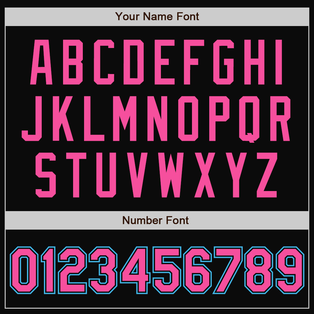 Custom Black Pink-Sky Blue Bomber Full-Snap Varsity Letterman Two Tone Jacket