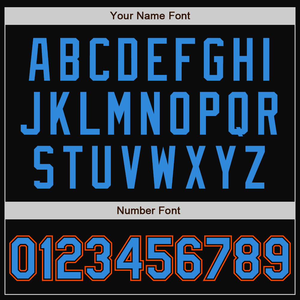 Custom Black Powder Blue-Orange Bomber Full-Snap Varsity Letterman Two Tone Jacket