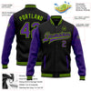 Custom Black Purple-Neon Green Bomber Full-Snap Varsity Letterman Two Tone Jacket