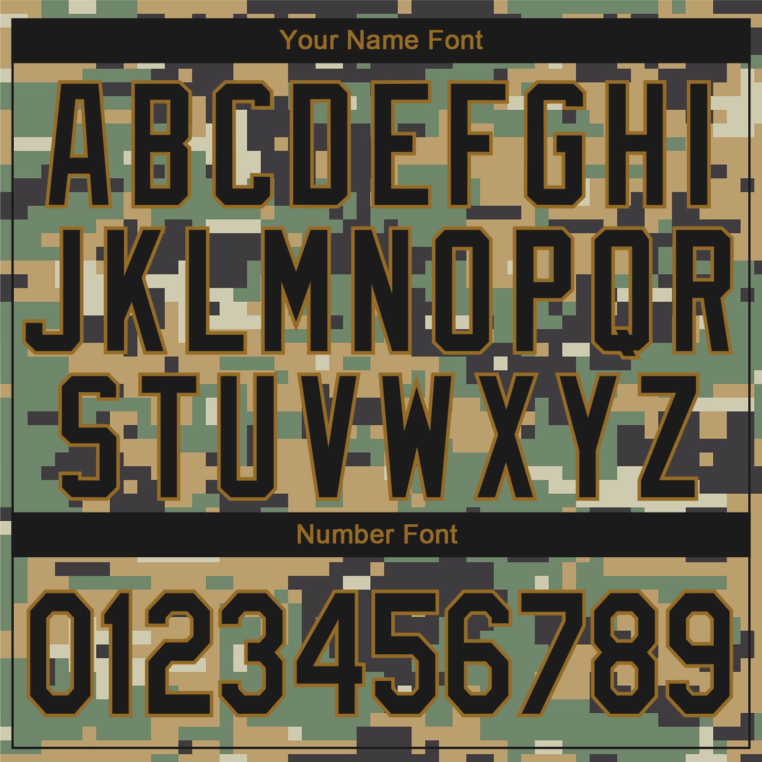 Custom Camo Old Gold-Black Digital Camouflage 3D Bomber Full-Snap Varsity Letterman Salute To Service Jacket