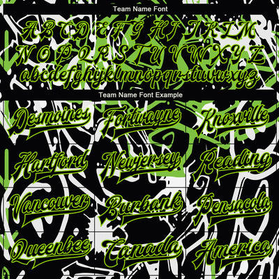 Custom Graffiti Pattern Black-Neon Green Abstract Grunge Art 3D Bomber Full-Snap Varsity Letterman Jacket