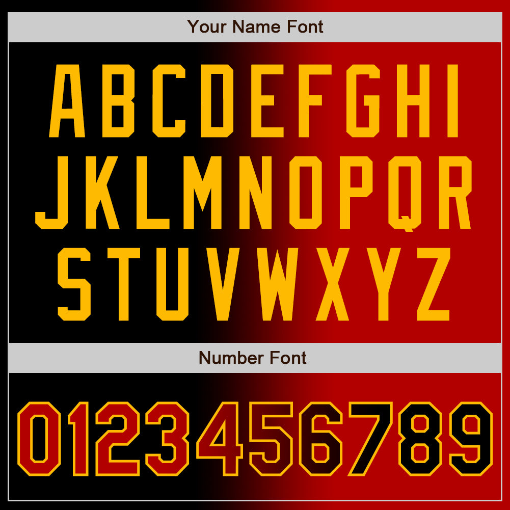 Custom Black Red-Gold Bomber Full-Snap Varsity Letterman Gradient Fashion Jacket