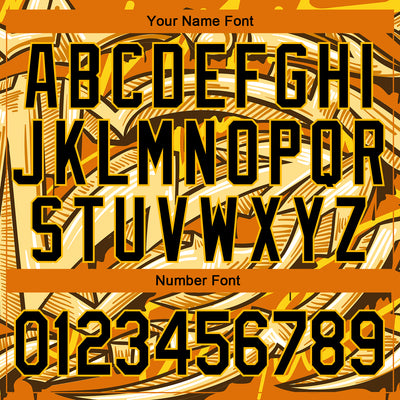 Custom Graffiti Pattern Black-Gold Bright Colored Funky Abstract Arrows 3D Bomber Full-Snap Varsity Letterman Jacket