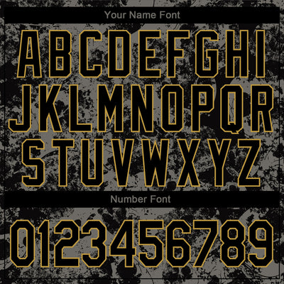 Custom Black Old Gold Skull Fashion 3D Bomber Full-Snap Varsity Letterman Jacket