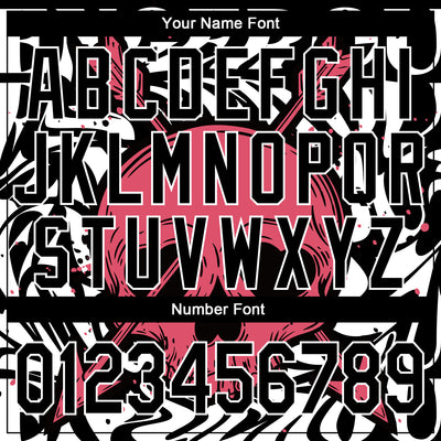 Custom Black White Pink Skull With Heart Shaped Eyes 3D Bomber Full-Snap Varsity Letterman Jacket