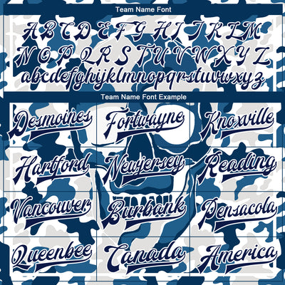 Custom Camo Navy-White Skull Fashion 3D Bomber Full-Snap Varsity Letterman Salute To Service Jacket