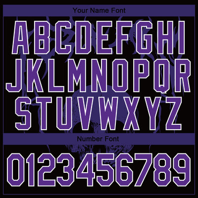 Custom Black Purple-White Skull Fashion 3D Bomber Full-Snap Varsity Letterman Jacket