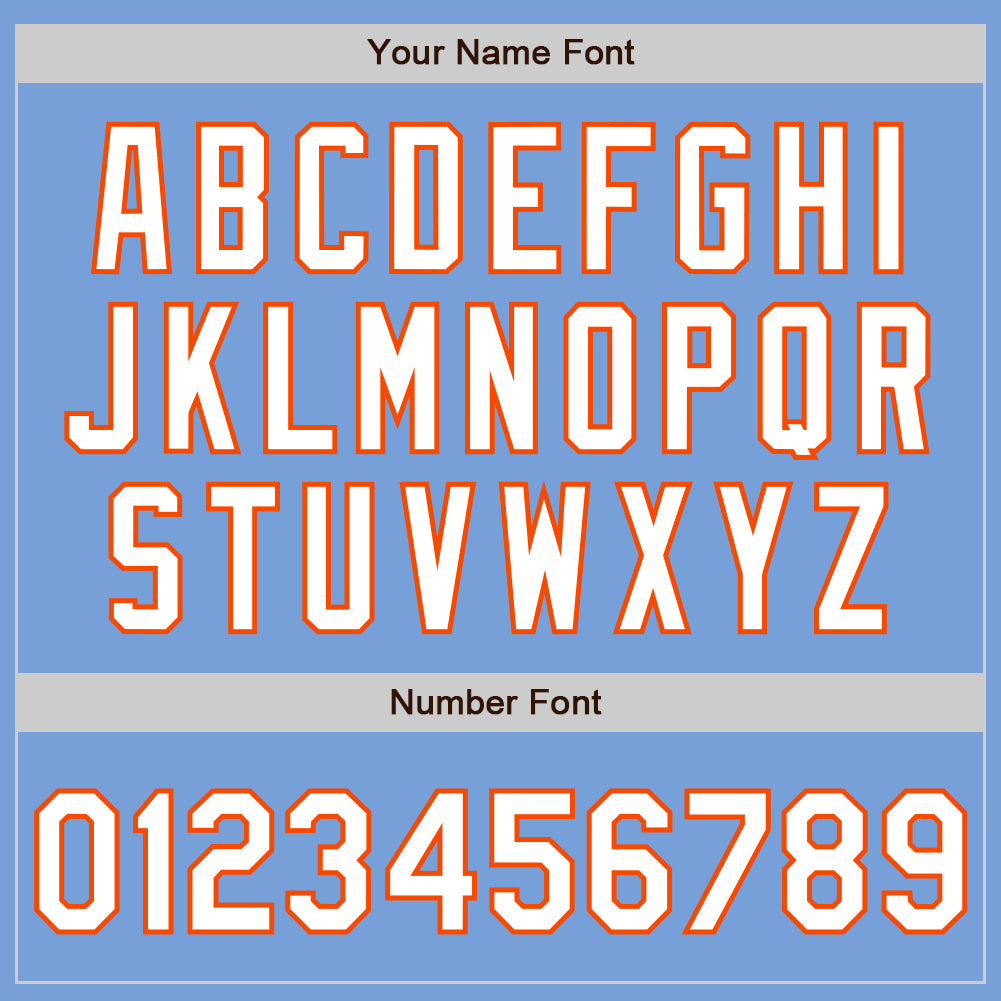 Custom Light Blue White-Orange Bomber Full-Snap Varsity Letterman Two Tone Jacket