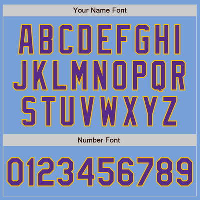 Custom Light Blue Purple-Gold Bomber Full-Snap Varsity Letterman Two Tone Jacket