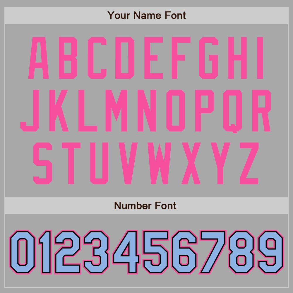 Custom Gray Light Blue Black-Pink Bomber Full-Snap Varsity Letterman Two Tone Jacket