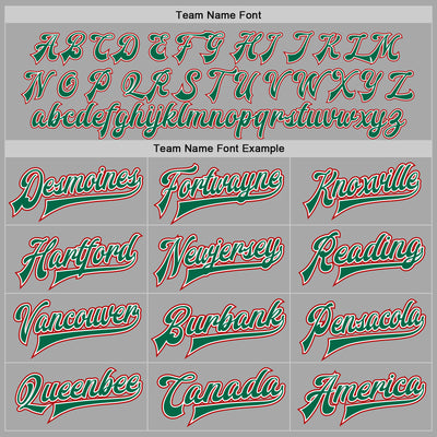 Custom Gray Kelly Green-Red Bomber Full-Snap Varsity Letterman Two Tone Jacket