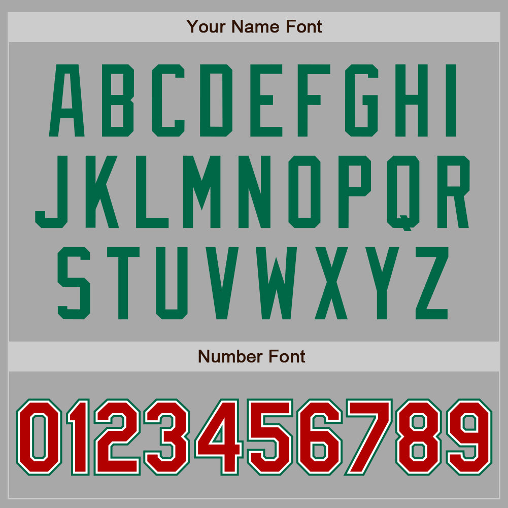 Custom Gray Red-Kelly Green Bomber Full-Snap Varsity Letterman Two Tone Jacket