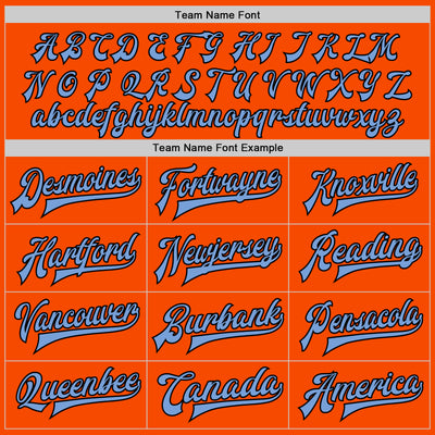 Custom Orange Black-Light Blue Bomber Full-Snap Varsity Letterman Two Tone Jacket