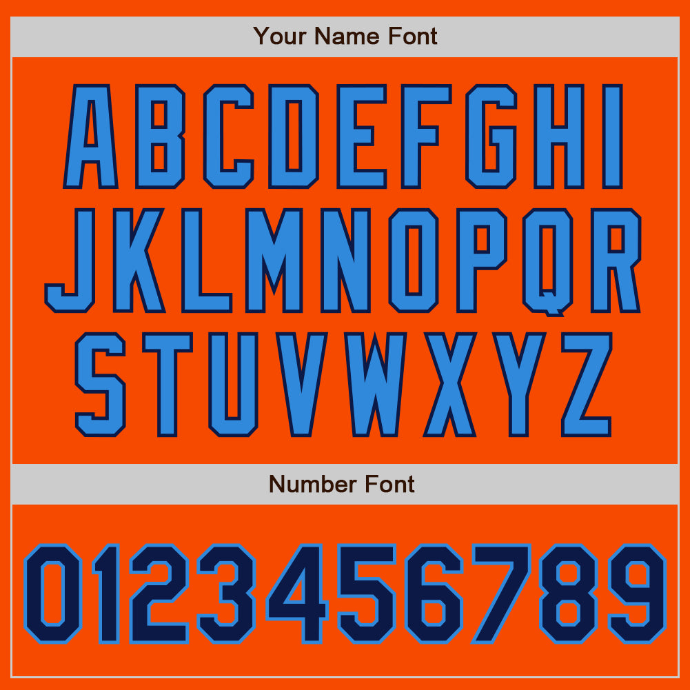 Custom Orange Navy-Powder Blue Bomber Full-Snap Varsity Letterman Two Tone Jacket