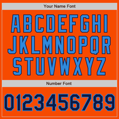 Custom Orange Navy-Powder Blue Bomber Full-Snap Varsity Letterman Two Tone Jacket