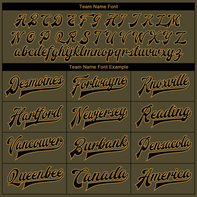 Custom Olive Black-Old Gold Camo Sleeves 3D Pattern Design Bomber Full-Snap Varsity Letterman Salute To Service Jacket