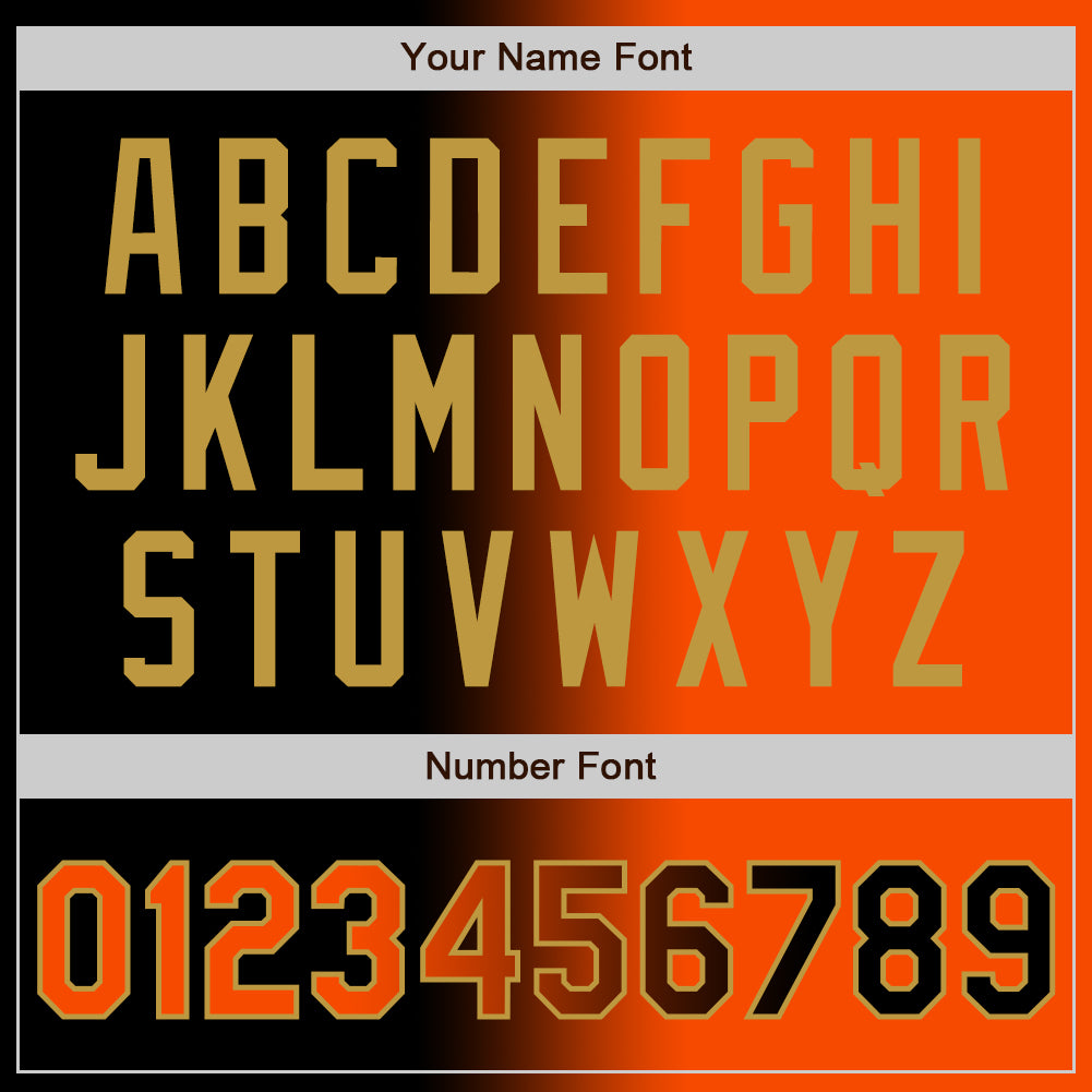 Custom Black Orange-Old Gold Bomber Full-Snap Varsity Letterman Gradient Fashion Jacket