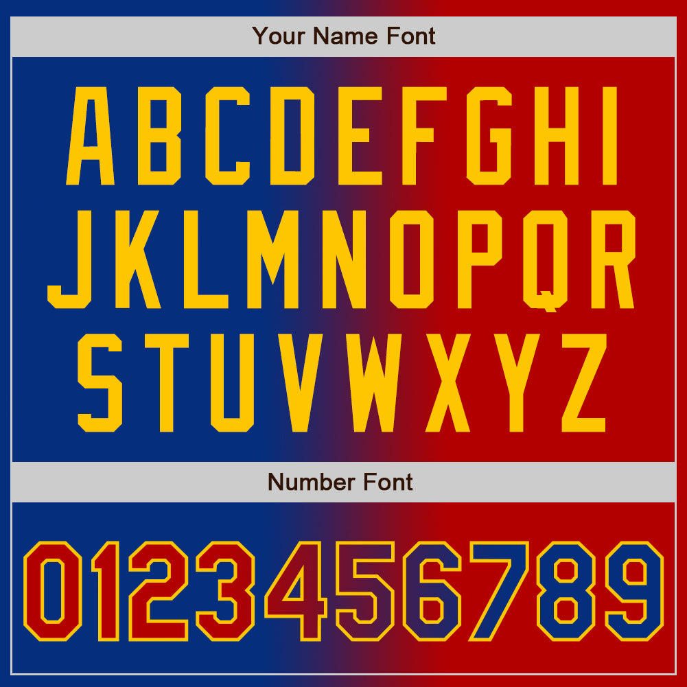 Custom Royal Red-Yellow Bomber Full-Snap Varsity Letterman Gradient Fashion Jacket