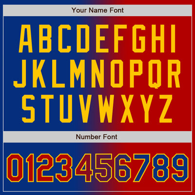 Custom Royal Red-Yellow Bomber Full-Snap Varsity Letterman Gradient Fashion Jacket