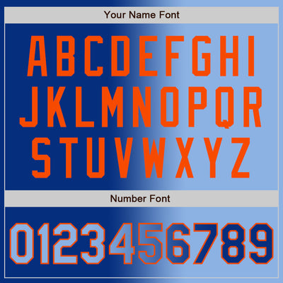 Custom Royal Light Blue-Orange Bomber Full-Snap Varsity Letterman Gradient Fashion Jacket