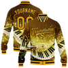 Custom Brown Gold-Black Piano Music Festival 3D Pattern Design Bomber Full-Snap Varsity Letterman Jacket