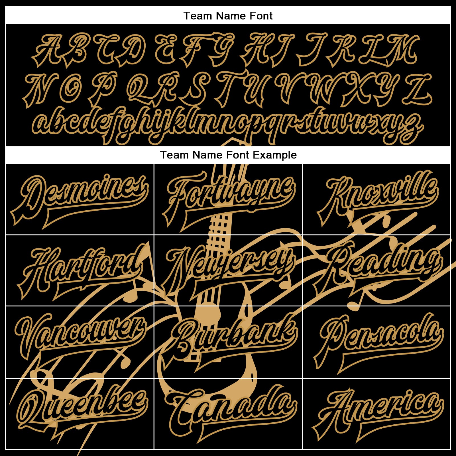 Custom Black Old Gold Guitar Music Festival 3D Pattern Design Bomber Full-Snap Varsity Letterman Jacket