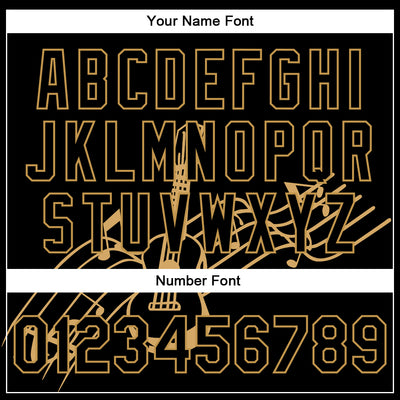 Custom Black Old Gold Guitar Music Festival 3D Pattern Design Bomber Full-Snap Varsity Letterman Jacket