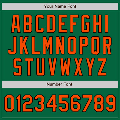 Custom Kelly Green Orange-Black Bomber Full-Snap Varsity Letterman Two Tone Jacket