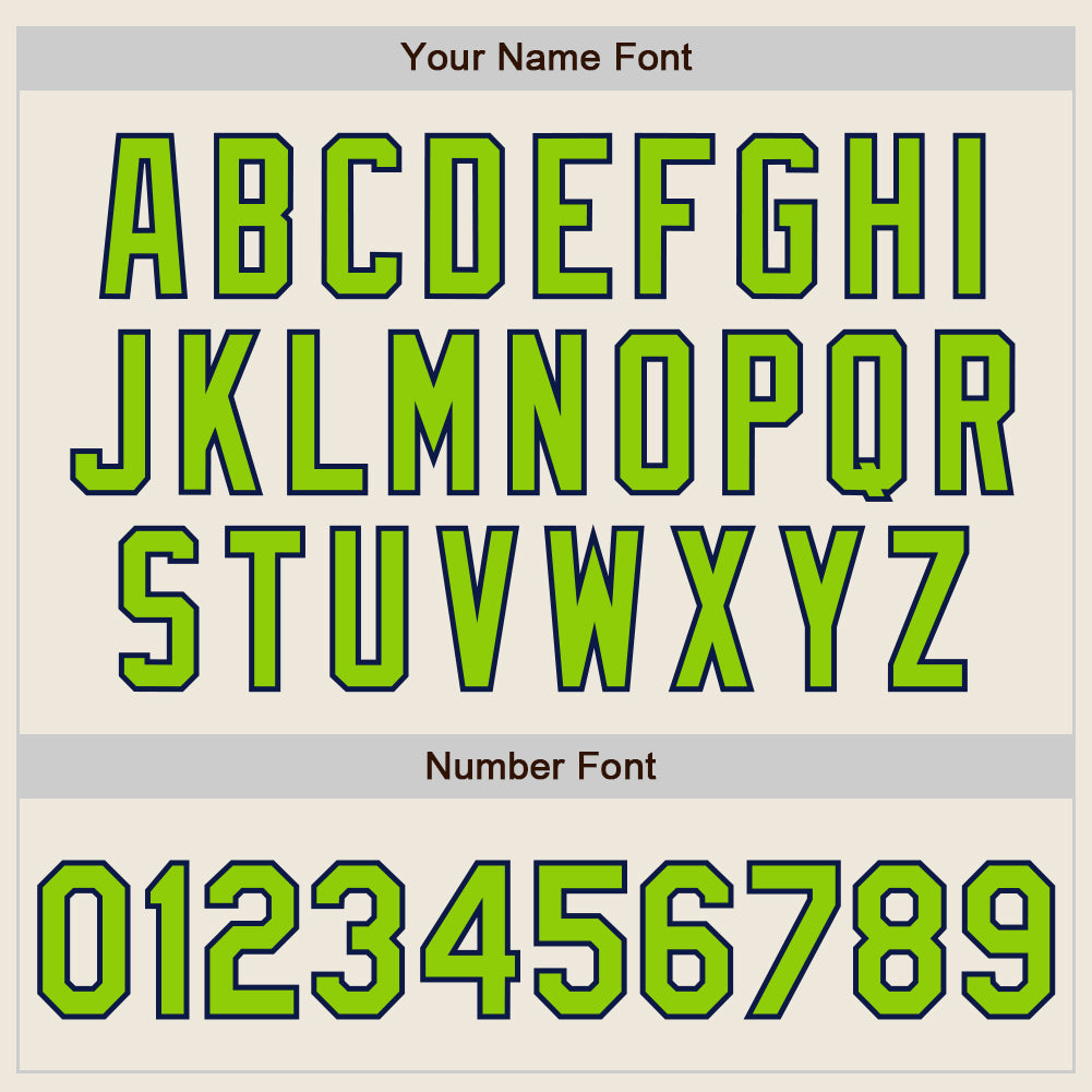 Custom Cream Neon Green-Navy Bomber Full-Snap Varsity Letterman Two Tone Jacket