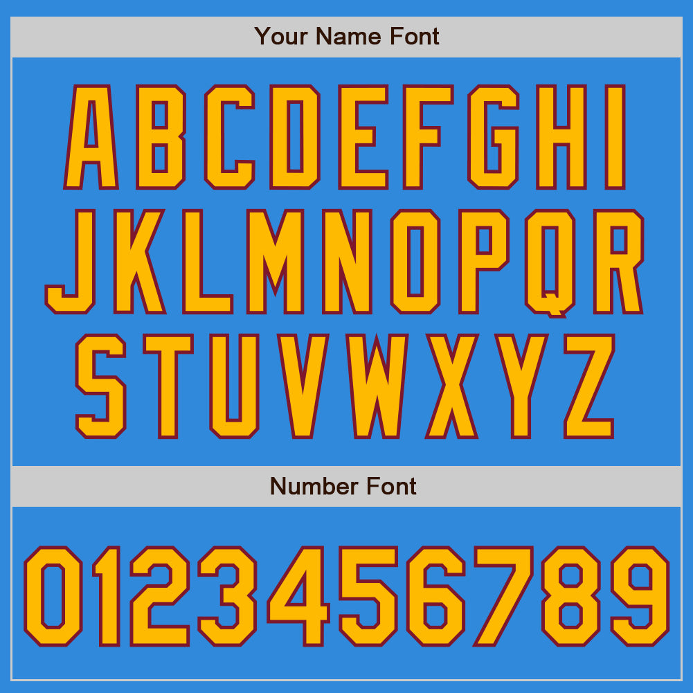 Custom Powder Blue Gold-Crimson Bomber Full-Snap Varsity Letterman Two Tone Jacket