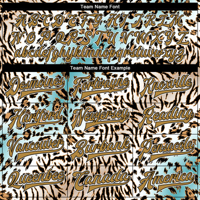 Custom White Black-Old Gold Leopard Print 3D Pattern Design Bomber Full-Snap Varsity Letterman Jacket