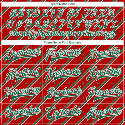 Custom Red Kelly Green-White Christmas 3D Bomber Full-Snap Varsity Letterman Jacket