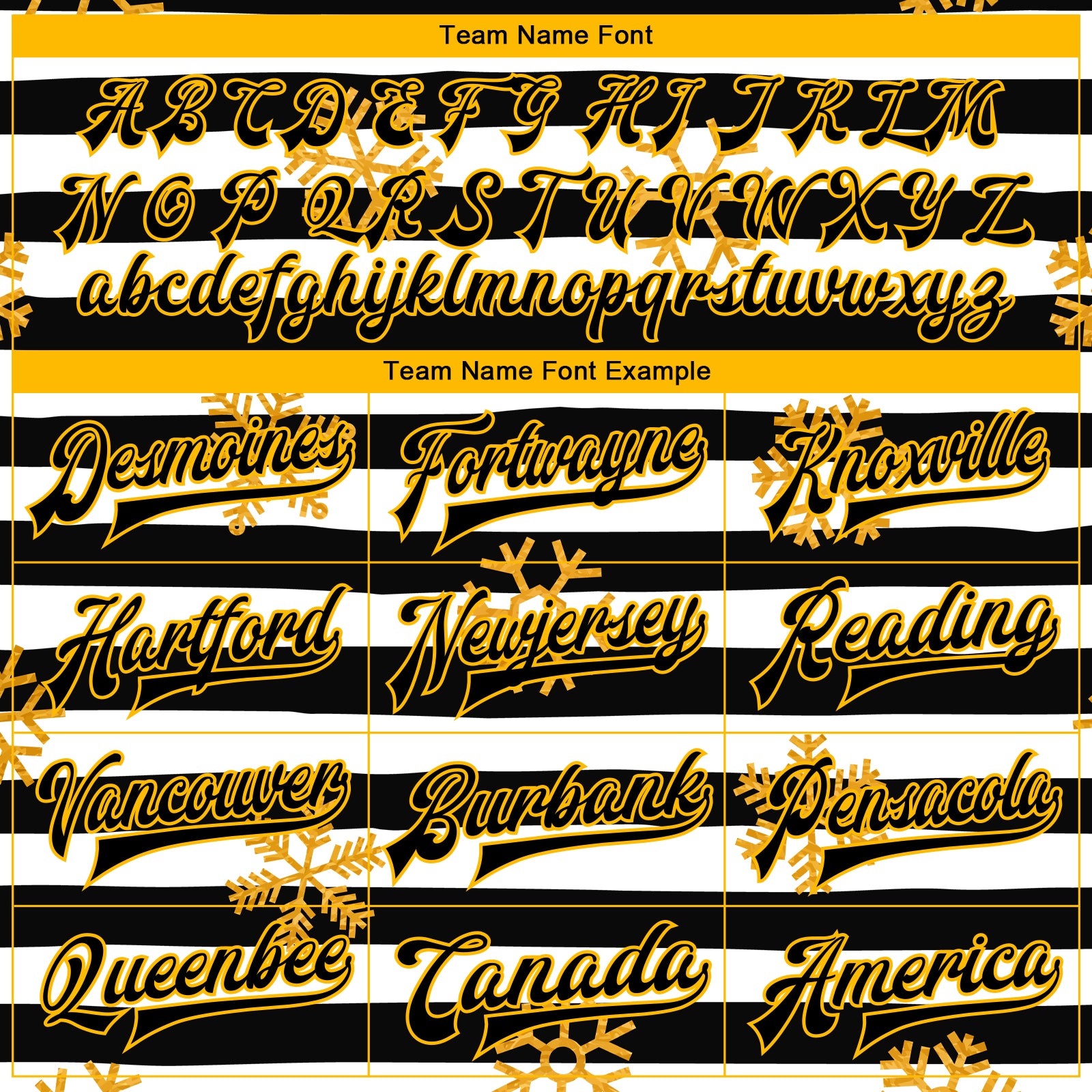 Custom Black Gold-White Christmas Gold Snowflakes 3D Bomber Full-Snap Varsity Letterman Jacket