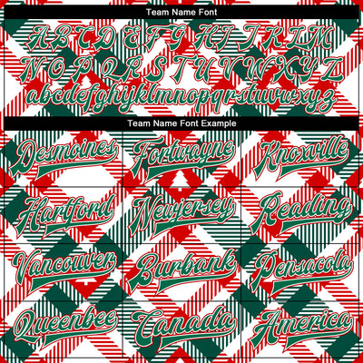 Custom White Kelly Green-Red Christmas Tree 3D Bomber Full-Snap Varsity Letterman Jacket