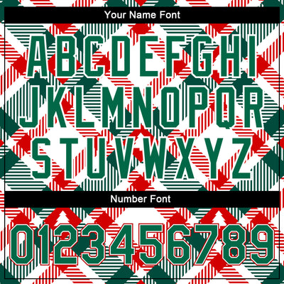 Custom White Kelly Green-Red Christmas Tree 3D Bomber Full-Snap Varsity Letterman Jacket