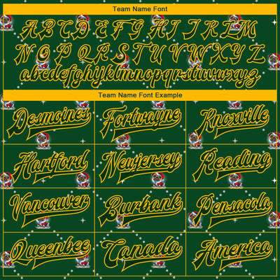 Custom Green Gold Christmas Dog Wearing Santa Claus Costume 3D Bomber Full-Snap Varsity Letterman Jacket